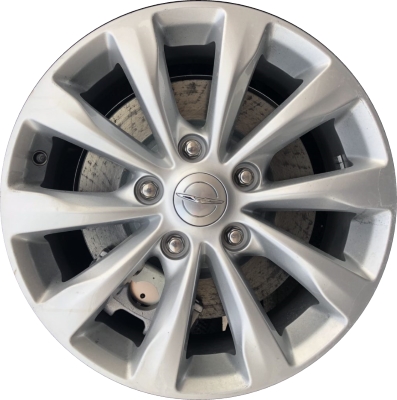 Chrysler Pacifica 2017-2020 powder coat silver 17x7 aluminum wheels or rims. Hollander part number ALY2591U20, OEM part number 5RJ39GSAAA.