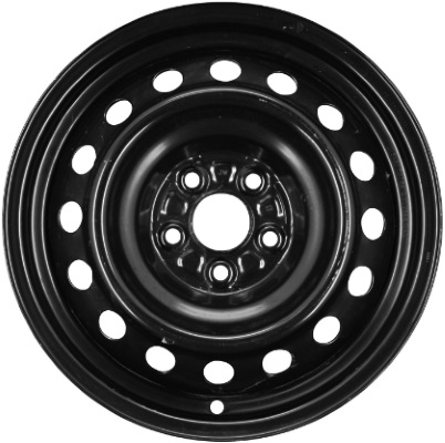 Toyota Corolla 2009-2019 powder coat black 15x6 steel wheels or rims. Hollander part number STL69542, OEM part number 4261102880, 4261112B70.