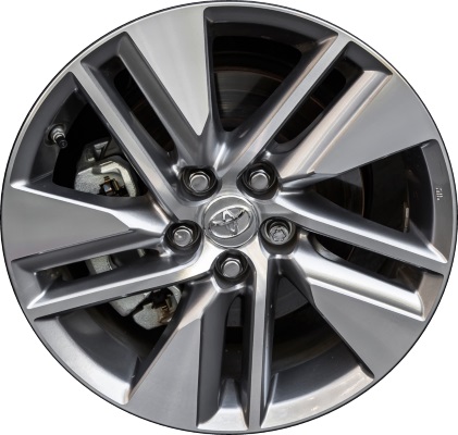 Toyota Corolla 2014-2016 grey machined 16x6.5 aluminum wheels or rims. Hollander part number ALY75151, OEM part number 4261102J20.