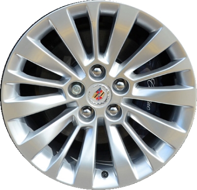 Cadillac CTS 2014-2019 powder coat hyper silver 18x8.5 aluminum wheels or rims. Hollander part number ALY4715U77, OEM part number 20984817.