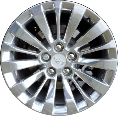 Cadillac CTS 2014-2019 polished 18x8.5 aluminum wheels or rims. Hollander part number ALY4718U80, OEM part number 23122157.