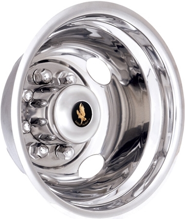 JLS600 Stainless Steel 16 Inch Dually Tandem (Pound On) Trailer Hubcaps Set