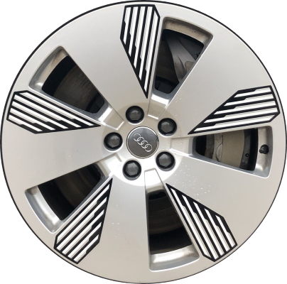Audi e-tron 2019-2023 powder coat silver 19x8.5 aluminum wheels or rims. Hollander part number ALY59114, OEM part number 4KE601025Q.