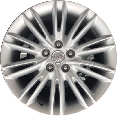 Buick Envision 2017-2018 powder coat silver 18x7.5 aluminum wheels or rims. Hollander part number ALY4777, OEM part number 22875497.