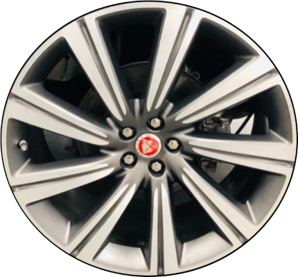 Jaguar F-Pace 2017-2020 grey machined 22x9 aluminum wheels or rims. Hollander part number ALY59980U30/59979, OEM part number T4A3798.