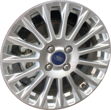 Ford Fiesta 2014-2016 powder coat silver 16x6.5 aluminum wheels or rims. Hollander part number ALY3967, OEM part number D2BZ1007B.