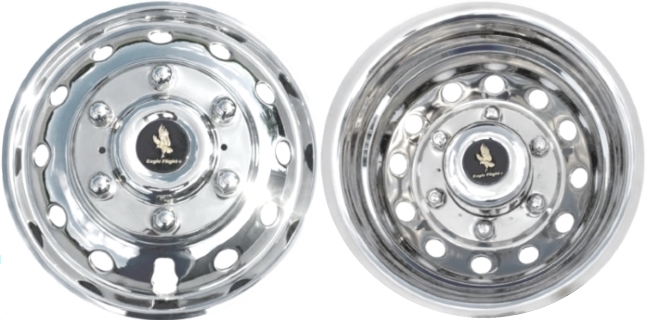 JDFT166 Ford Transit 350HD DRW Bolt On Stainless Steel 16 Inch Hubcaps/Simulators Set