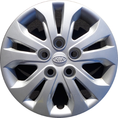 KIA Forte 2010-2013, Plastic 10 Spoke, Single Hubcap or Wheel Cover For 15 Inch Steel Wheels. Hollander Part Number H66021.