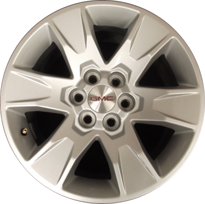 GMC Canyon 2015-2019 powder coat silver 17x8 aluminum wheels or rims. Hollander part number ALY5693, OEM part number 94775677.