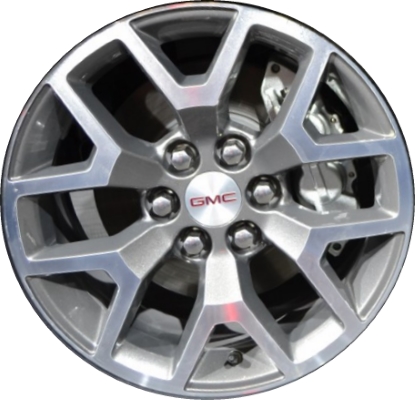 GMC Canyon 2015-2022 dark grey machined 17x8 aluminum wheels or rims. Hollander part number ALY5692, OEM part number 23245011.