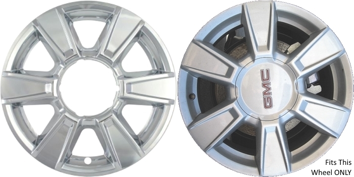 GMC Terrain 2010-2013 Chrome, 6 Spoke, Plastic Hubcaps, Wheel Covers, Wheel Skins, Imposters. ONLY Fits 17 Inch Alloy Wheel Pictured. Part Number IMP-351X.