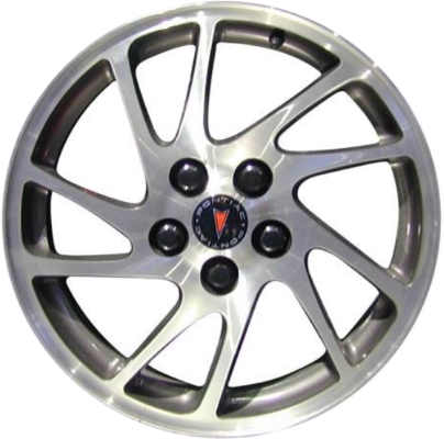 Pontiac Grand Prix 2004-2006 grey machined 17x6.5 aluminum wheels or rims. Hollander part number ALY6567U35, OEM part number 9594218.