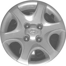 Hyundai Accent 2003-2006, Plastic 6 Spoke, Single Hubcap or Wheel Cover For 14 Inch Steel Wheels. Hollander Part Number H55552.