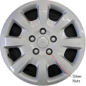 Mitsubishi Galant 2006-2012, Plastic 8 Spoke, Single Hubcap or Wheel Cover For 16 Inch Steel Wheels. Hollander Part Number H57577B.