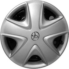 Toyota Echo 2003-2005, Plastic 5 Spoke, Single Hubcap or Wheel Cover For 15 Inch Steel Wheels. Hollander Part Number H61118.