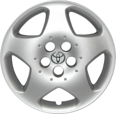 Toyota Corolla 2003-2008, Plastic 5 Spoke, Single Hubcap or Wheel Cover For 15 Inch Steel Wheels. Hollander Part Number H61121.