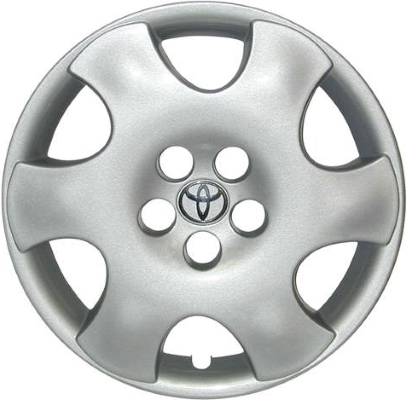Toyota Corolla 2003-2004, Plastic 6 Spoke, Single Hubcap or Wheel Cover For 15 Inch Steel Wheels. Hollander Part Number H61122.