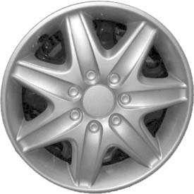 Suzuki Esteem 1998-2002, Plastic 7 Spoke, Single Hubcap or Wheel Cover For 14 Inch Steel Wheels. Hollander Part Number H64510/64508.