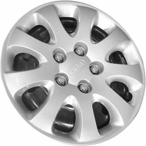 KIA Sedona 2004-2005, Plastic 9 Spoke, Single Hubcap or Wheel Cover For 15 Inch Steel Wheels. Hollander Part Number H66013.