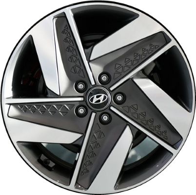 Hyundai NEXO 2020-2023 dark grey machined 19x7.5 aluminum wheels or rims. Hollander part number ALY70965, OEM part number 52905-M5420.