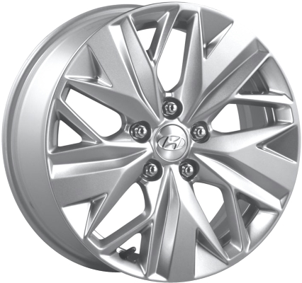 Hyundai NEXO 2020-2023 powder coat silver 17x7 aluminum wheels or rims. Hollander part number ALY70964, OEM part number 52910-M5210.