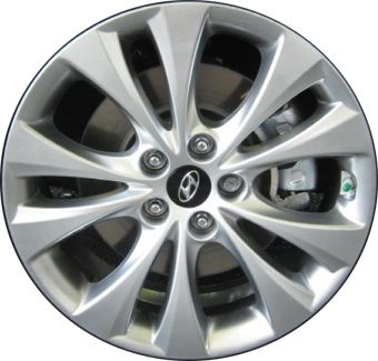 Hyundai Azera 2012-2015 powder coat silver 18x7.5 aluminum wheels or rims. Hollander part number ALY70830, OEM part number 529103V360.