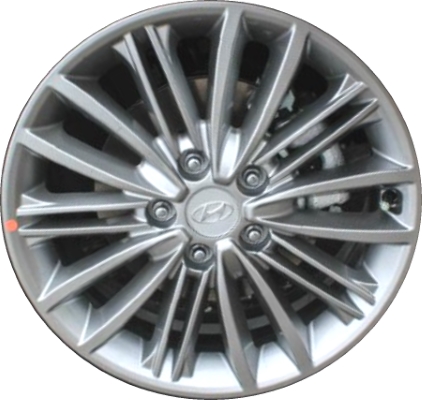 Hyundai Kona 2018-2021 powder coat medium silver 17x7 aluminum wheels or rims. Hollander part number ALY70936, OEM part number 52910J9200.