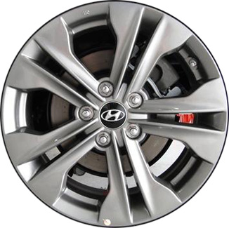 Hyundai Santa Fe 2013-2016 powder coat medium grey 17x7 aluminum wheels or rims. Hollander part number ALY70845U35, OEM part number 529104Z175, 529102W170.
