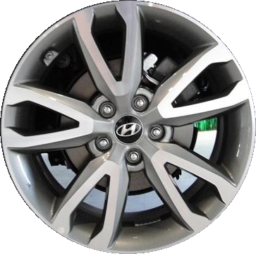 Hyundai Santa Fe 2013-2016 grey machined 18x7.5 aluminum wheels or rims. Hollander part number ALY70855, OEM part number 52910A1185.