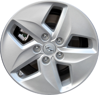 Hyundai Sonata 2011-2012 powder coat silver 16x6.5 aluminum wheels or rims. Hollander part number ALY70809U, OEM part number 529104R150, 529104R110.