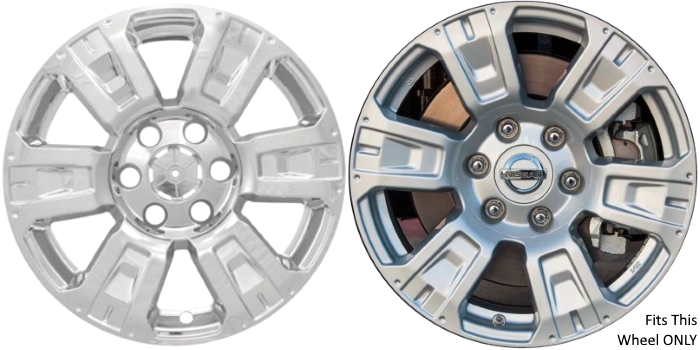Nissan Titan 2017-2019, Nissan Titan XD 2016-2019 Chrome, 6 Spoke, Plastic Hubcaps, Wheel Covers, Wheel Skins, Imposters. ONLY Fits 18 Inch Alloy Wheel Pictured. Part Number IMP-403X.