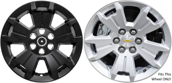 Chevrolet Colorado 2015-2022 Black, 5 Split Spoke, Plastic Hubcaps, Wheel Covers, Wheel Skins, Imposters. ONLY Fits 17 Inch Alloy Wheel Pictured. Part Number IMP-405BLK.