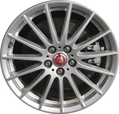 Jaguar F-Pace 2017-2021, I-Pace 2019-2021 powder coat silver 18x7.5 aluminum wheels or rims. Hollander part number 59968, OEM part number T4A1085.