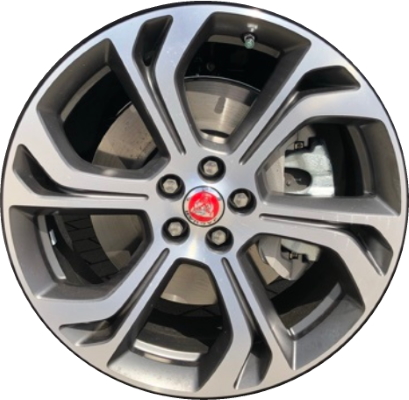 Jaguar E-PACE 2018-2021 grey machined 20x8 aluminum wheels or rims. Hollander part number ALY59995, OEM part number J9C5343.