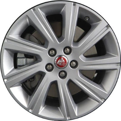 Jaguar E-PACE 2018-2021 powder coat silver 18x8 aluminum wheels or rims. Hollander part number ALY59988, OEM part number J9C5195.