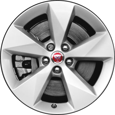 Jaguar E-PACE 2018-2022 powder coat silver 18x8 aluminum wheels or rims. Hollander part number ALY59989, OEM part number J9C5435.