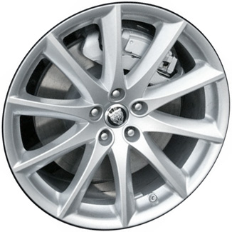 Jaguar XJ 2010-2019 powder coat silver 19x9 aluminum wheels or rims. Hollander part number ALY59869, OEM part number C2D4499.