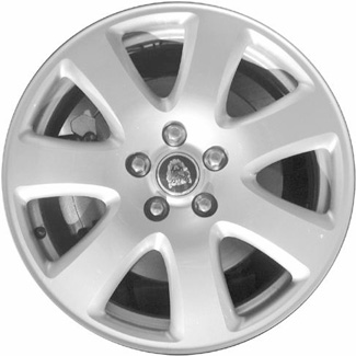 Jaguar X Type 2004-2008 powder coat silver 17x7 aluminum wheels or rims. Hollander part number ALY59766, OEM part number C2S26121.