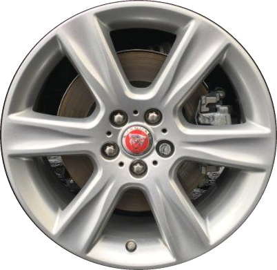 Jaguar XE 2017-2019 powder coat silver 18x7.5 aluminum wheels or rims. Hollander part number ALY59955, OEM part number T4N1676.