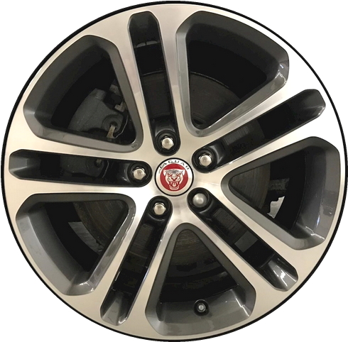 Jaguar XE 2017-2019 dark grey machined 18x7.5 aluminum wheels or rims. Hollander part number ALY59953, OEM part number T4N13696.