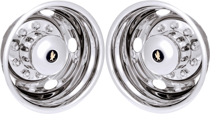 Mack Vision CX612 2000-2008, Mack Vision CX613 1999-2009, Mack Vision CXN612-2004-2007, Mack Vision CXN613-2000-2008, Stainless Steel Hubcaps, Wheel Covers, Simulators and Liners for 22.5 Inch Steel Wheels. Part Number JD22105-R.