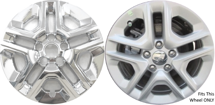 Jeep Compass 2018-2021 Chrome, 10 Slot, Plastic Hubcaps, Wheel Covers, Wheel Skins, Imposters. ONLY Fits 16 Inch Alloy Wheel Pictured. Part Number IMP-424X/6917PC-.