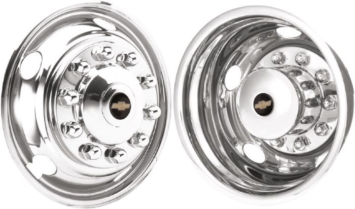 Chevrolet Kodiak C6500 1990-2009, Chevrolet Kodiak C7500 1990-2009, Chevrolet Kodiak C8500 1990-2009, Stainless Steel Hubcaps, Wheel Covers, Simulators and Liners for 22.5 Inch Steel Wheels. Part Number JGM225105.