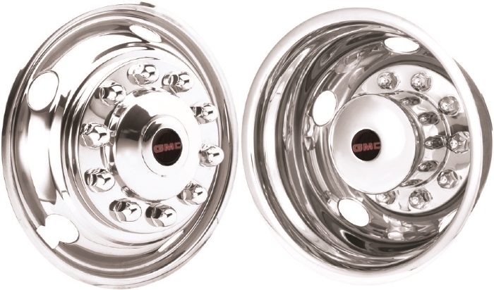 GMC TopKick C6500 1990-2009, GMC TopKick C7500 1990-2009, GMC TopKick C8500 1990-2009, Stainless Steel Hubcaps, Wheel Covers, Simulators and Liners for 22.5 Inch Steel Wheels. Part Number JGM225105-GMC.