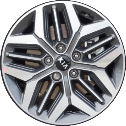 KIA Optima 2020 grey machined 17x7 aluminum wheels or rims. Hollander part number ALY74811/96726, OEM part number 52910A8610.
