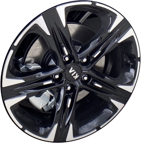 KIA K5 2021-2024 black machined 18x7.5 aluminum wheels or rims. Hollander part number ALY71027U45HH, OEM part number 52910-L3320.
