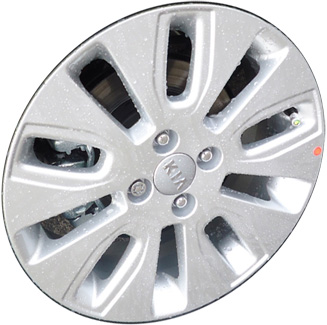 KIA Rio 2012-2016 powder coat silver 16x6 aluminum wheels or rims. Hollander part number ALY74666, OEM part number 529101W300.
