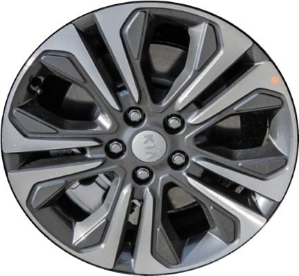 KIA Sedona 2019-2021 charcoal machined 18x7 aluminum wheels or rims. Hollander part number ALY74793, OEM part number 52910A9600.