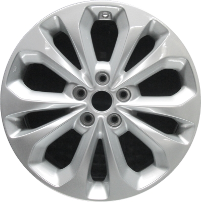 KIA Sorento 2014-2015 powder coat silver 18x7.5 aluminum wheels or rims. Hollander part number ALY74686U, OEM part number 529102P285.