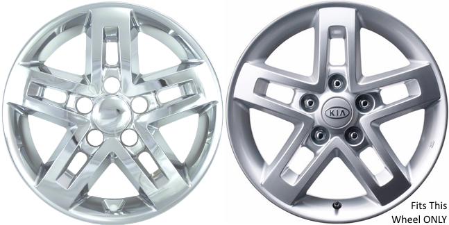 KIA SOUL 2010-2011 Chrome, 5 Double Spoke, Plastic Hubcaps, Wheel Covers, Wheel Skins, Imposters. ONLY Fits 16 Inch Alloy Wheel Pictured. Part Number IMP-346X.